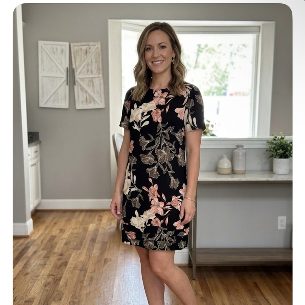 Original Nicole Miller Black Floral Dress linen and viscose ptp 22